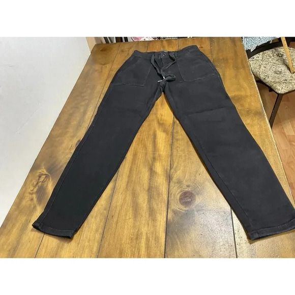 Judy Blue Jogger Jeans Size 7/28 Black Denim High Waist Drawstring - Picture 1 of 10